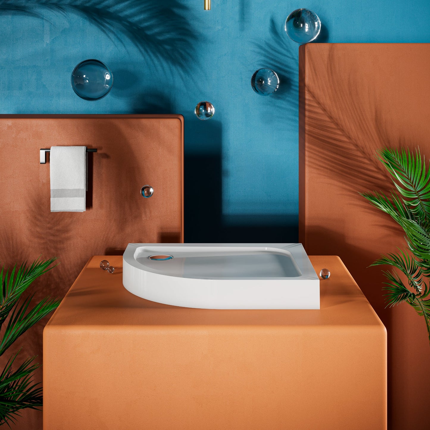 Acrylic semicircular shower base compact ORIS