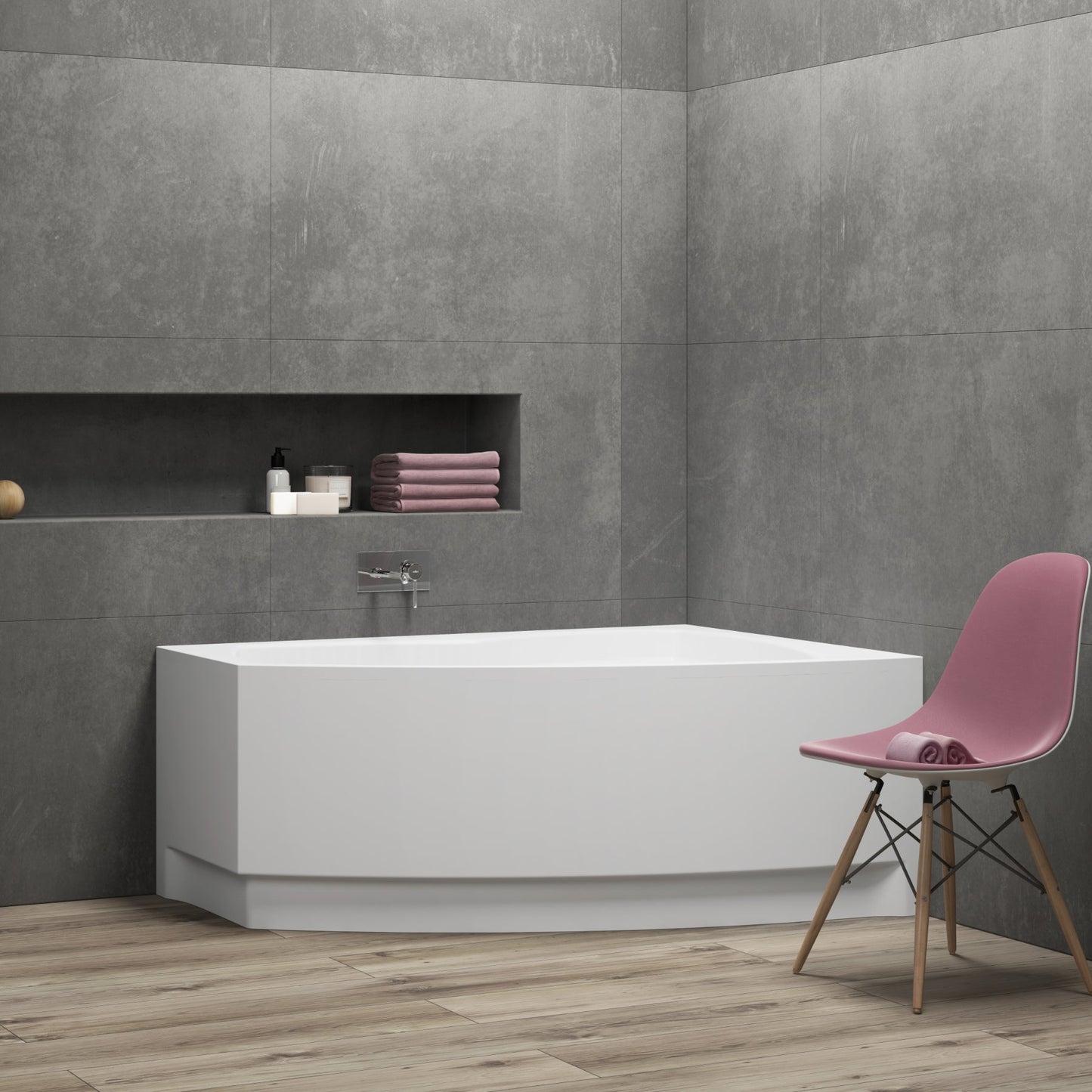 Acrylic asymmetrical corner bathtub FRIDA