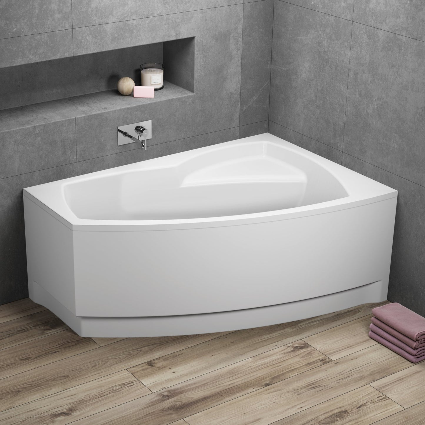 Acrylic asymmetrical corner bathtub FRIDA