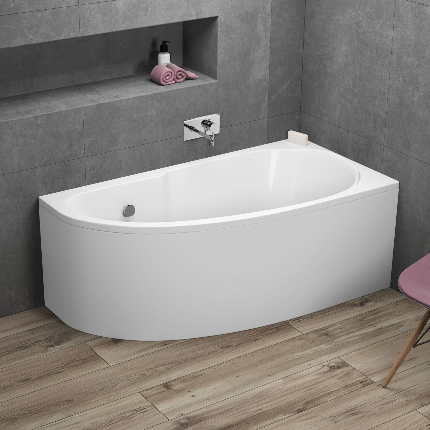 Acrylic asymmetrical corner bathtub MIKI