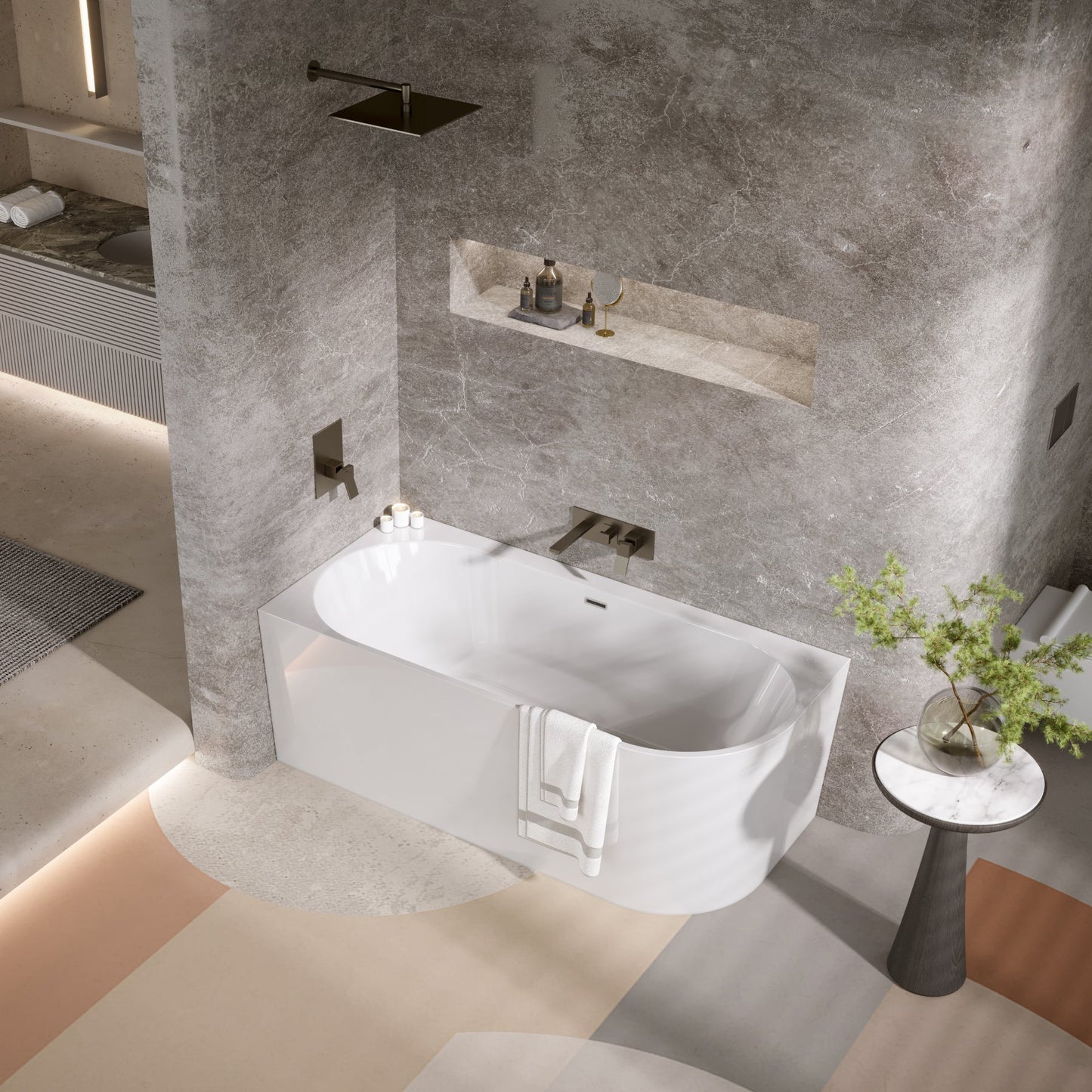 Freestanding corner bathtub SOLA 160 x 75 cm