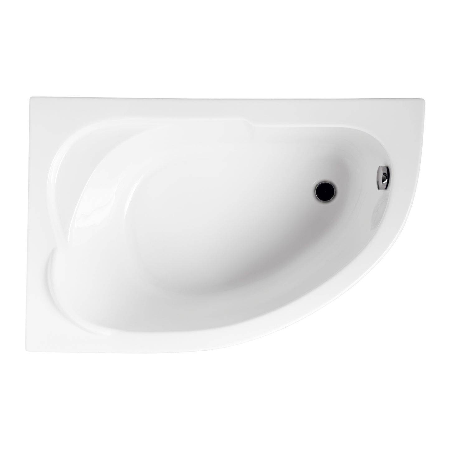 Acrylic asymmetrical corner bathtub STANDARD 130 x 85 cm