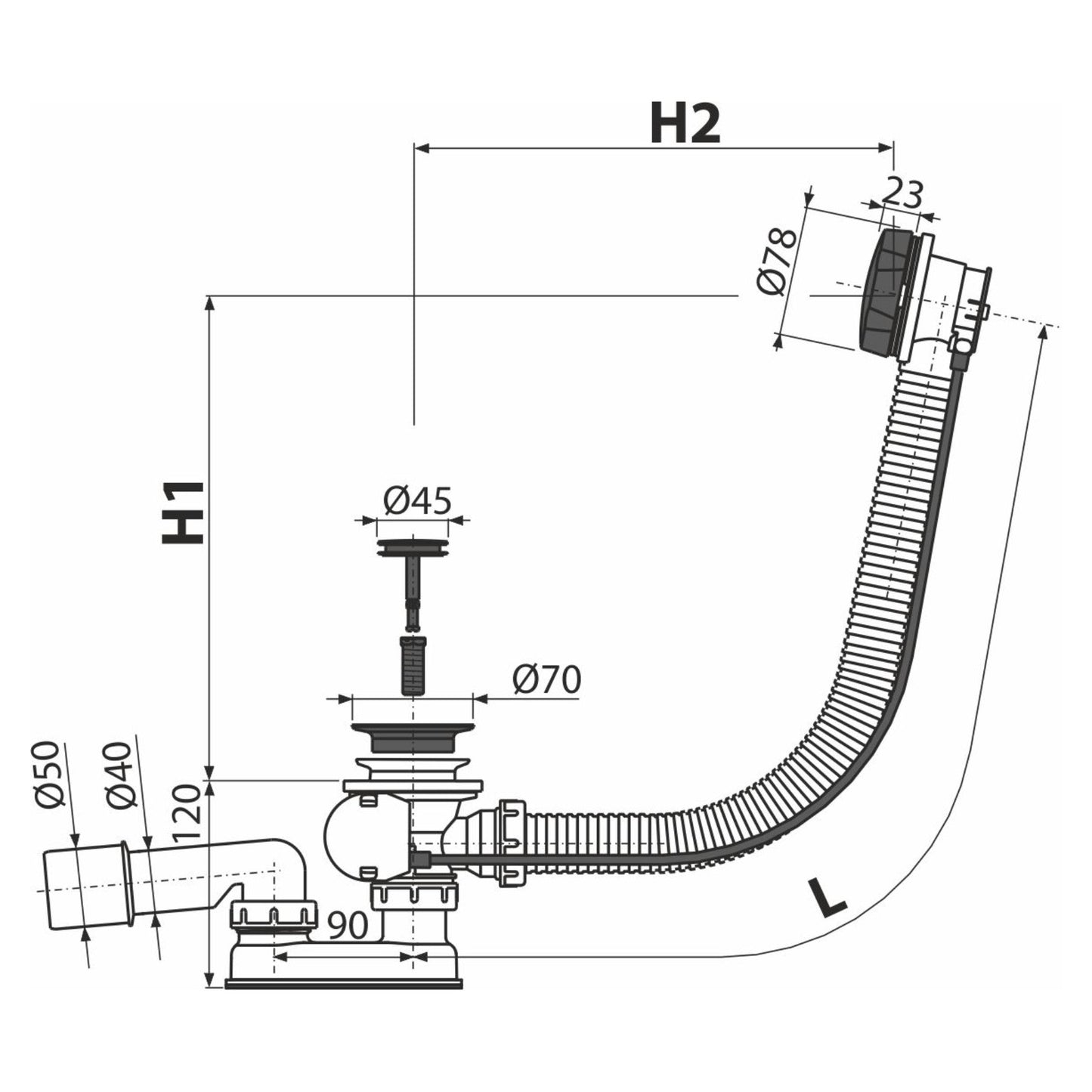 Bath waste automatic Alca ∅ 50