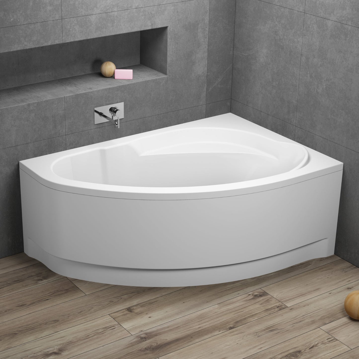 Acrylic asymmetrical corner bathtub MAREA